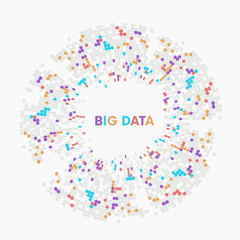 BIG DATA.Stage a process of change or forming development big data. Element with dots. Graphic abstract background communication. Digital data visualization. Vector