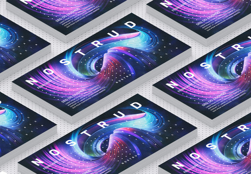 Futuristic Flyer Layout with 3D Fractal Background Element