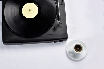 old vinyl record with coffee
