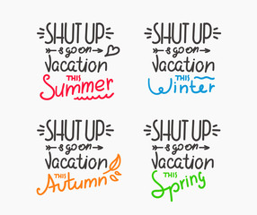 Season vacation motivation inscriptions vector set
