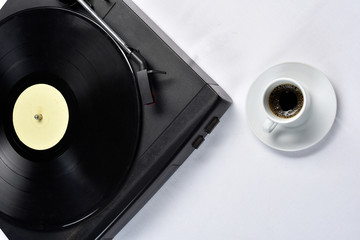 old vinyl record with coffee