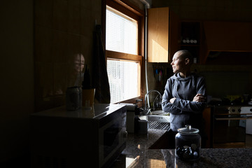 Woman with cancer at home.