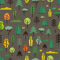 Seamless pattern with different trees
