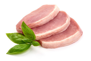 Pork loin eye steaks, isolated on white background