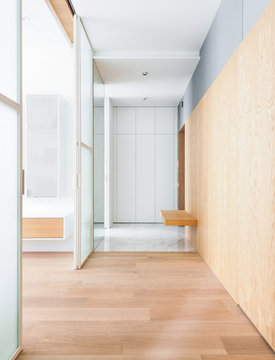 Minimalist home interior with wood