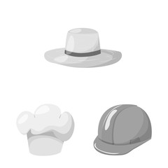 Vector design of hat and helmet symbol. Collection of hat and profession vector icon for stock.