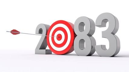 3D illustration of number 2083 with target concept