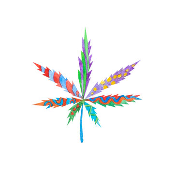 disegno colorato arcobaleno foglia di cannabis marijuana