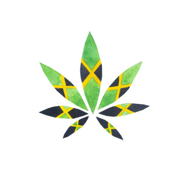 foglia di cannabis bandiera di giamaica sfondo bianco isolata