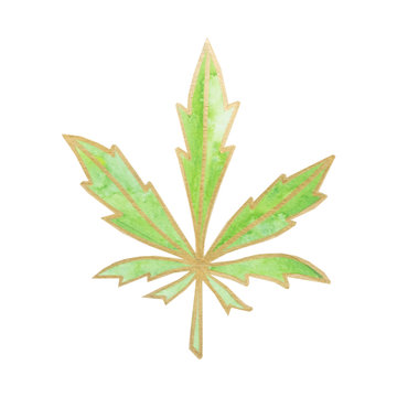 dipinto foglia di marijuana cannabis verde sfondo bianco