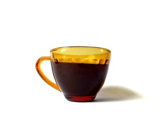 Organic Guatemalan coffee cup with white background