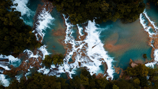 Fototapeta Beautiful waterfall near jungle