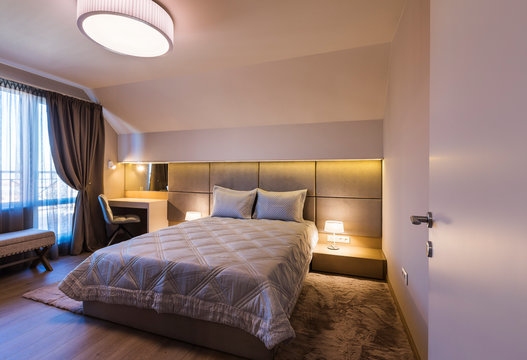 Cozy bedroom in contemporary interior