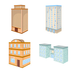 Vector design of city and build icon. Set of city and apartment stock symbol for web.