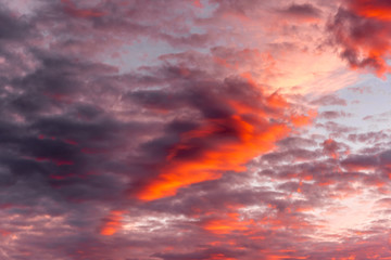 Dramatic colourful cloudy sky at sunset