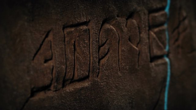 Laser Scans Ancient Written Symbols Carved On Wall