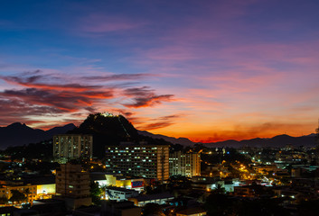 Fototapeta na wymiar Sunset in Rio de Janeiro, Jacarepagua