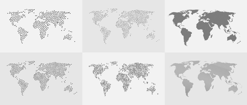 Abstract dot lines and binary code world map .