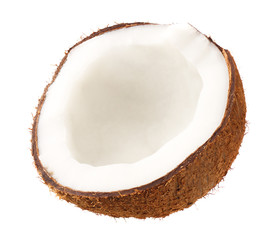 half of coconut isolated on white background