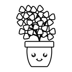 garden flowers plant in pot kawaii character