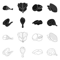 Vector illustration of product and poultry logo. Set of product and agriculture stock symbol for web.