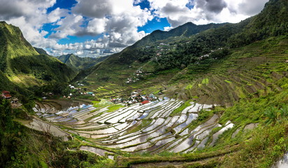 Rice terraces and and Banaue village on Philippines