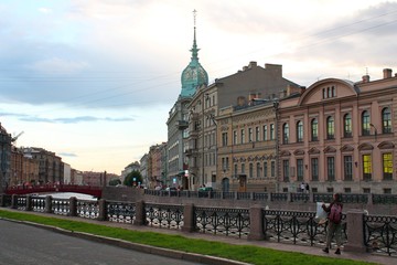 Fototapeta premium Embankment of the river Moika at the Red Bridge. St. Petersburg.
