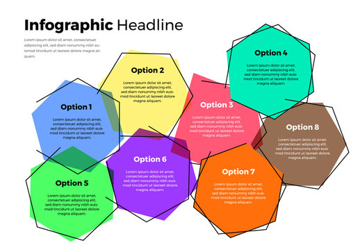 Hexagon Info Chart Layout with Colored Accent