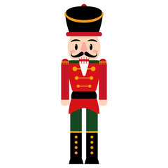 Vector cartoon cute nutcracker isolated