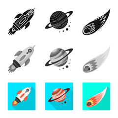 Vector design of astronomy and technology symbol. Collection of astronomy and sky stock symbol for web.