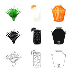 Vector illustration of cafe and Latin logo. Collection of cafe and national stock symbol for web.