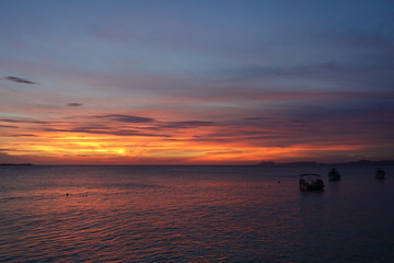 Sunset in Bonaire from the water.