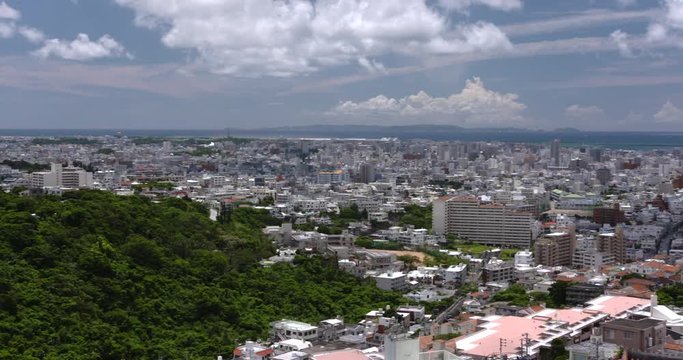 晴れた日の、琉球沖縄那覇市の街並み俯瞰-Ryukyu Okinawa Naha city overhead view, sunny day(Bird's-eye view)