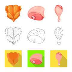 Vector design of product and poultry logo. Collection of product and agriculture stock vector illustration.