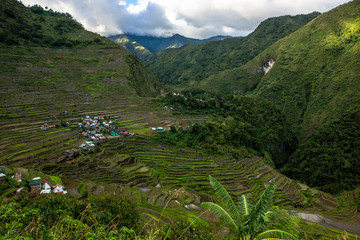Fototapeta na wymiar Rice terraces and Banaue village on Philippines