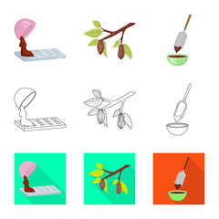 Isolated object of food and yummy icon. Collection of food and brown vector icon for stock.