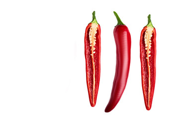 Seamless pattern with red hot chili peppers. Vegetables abstract background. Food collage, slicing...