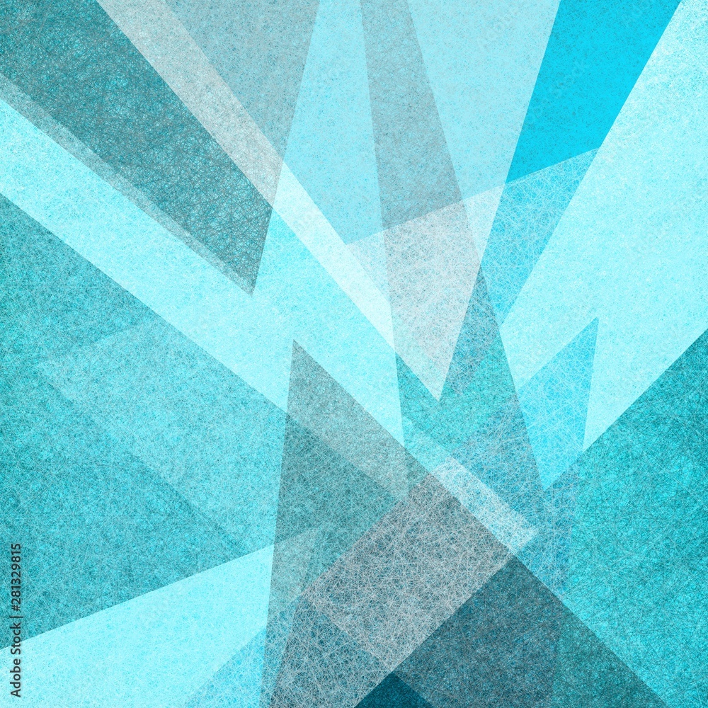 Wall mural blue abstract background with white and black triangle and polygon shapes in transparent layers in m