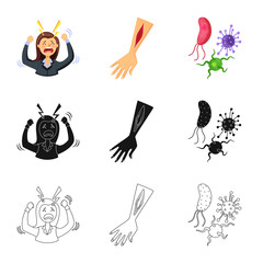 Isolated object of medical and pain logo. Set of medical and disease stock vector illustration.