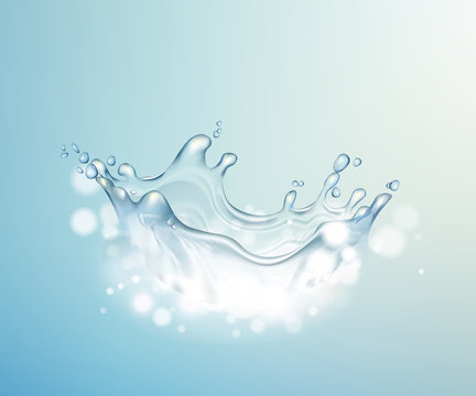 Water splesh and bokeh. Background Concept Skin Care Cosmetic.Elegant Background. Vector