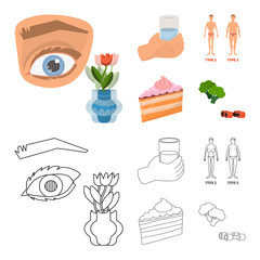 Isolated object of diet and treatment icon. Collection of diet and medicine vector icon for stock.