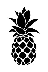 Vector black silhouette of a pineapple isolated on a white background. - obrazy, fototapety, plakaty