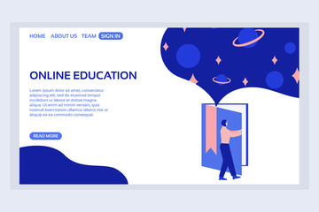 Online education web page concepts. Web page design templates of online education. Modern vector illustration designs for website development.