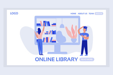Online education web page concepts. Web page design templates of online library. Modern vector illustration designs for website development.