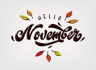 Hello November cute hand lettering quote © Натали Осипова