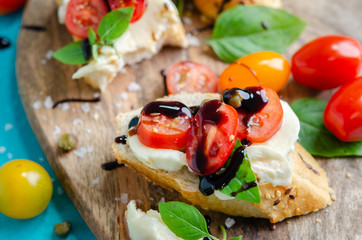 Organic Homemade Caprese Sandwich with Tomato, Mozzarella and Basil