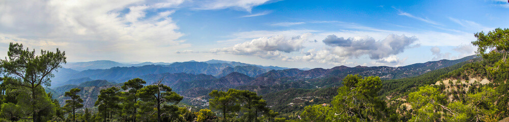 Fototapeta na wymiar Panorama from Troodos forest, Cyprus