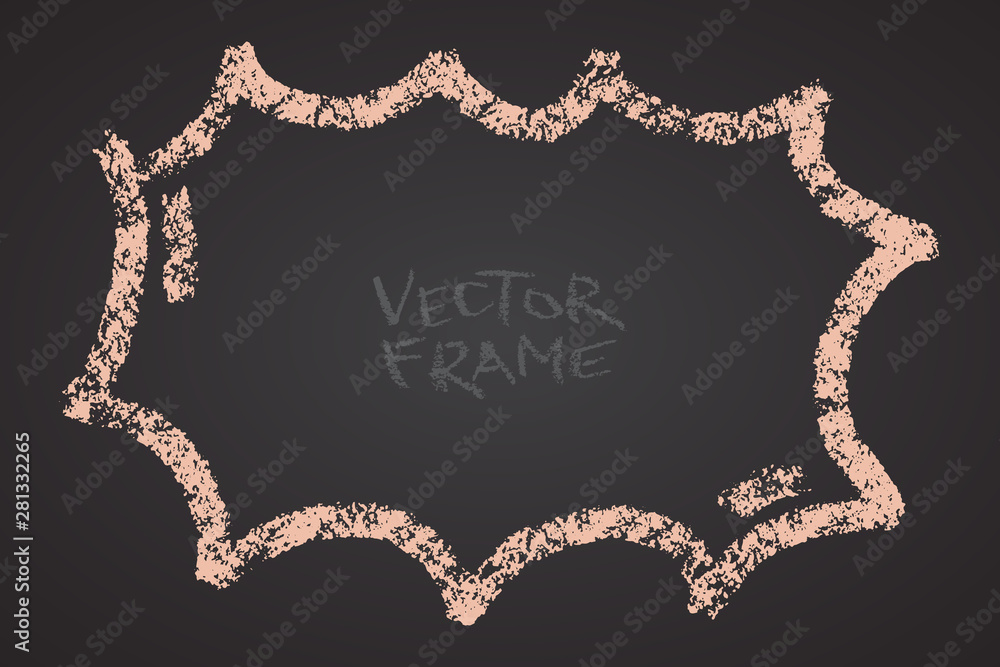 Poster frame drawn with a crayon. wax crayon empty shape. vector image of hand drawn frame. light color hor