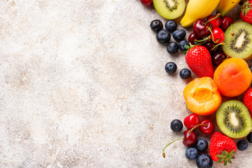 Naklejka na ściany i meble Fruits and berries summer background