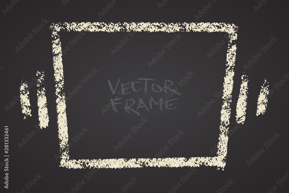 Poster frame drawn with a crayon. wax crayon empty shape. vector image of hand drawn stroke frame. blue rec